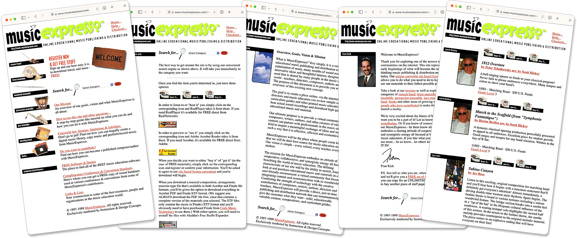 MusicExpresso website pages